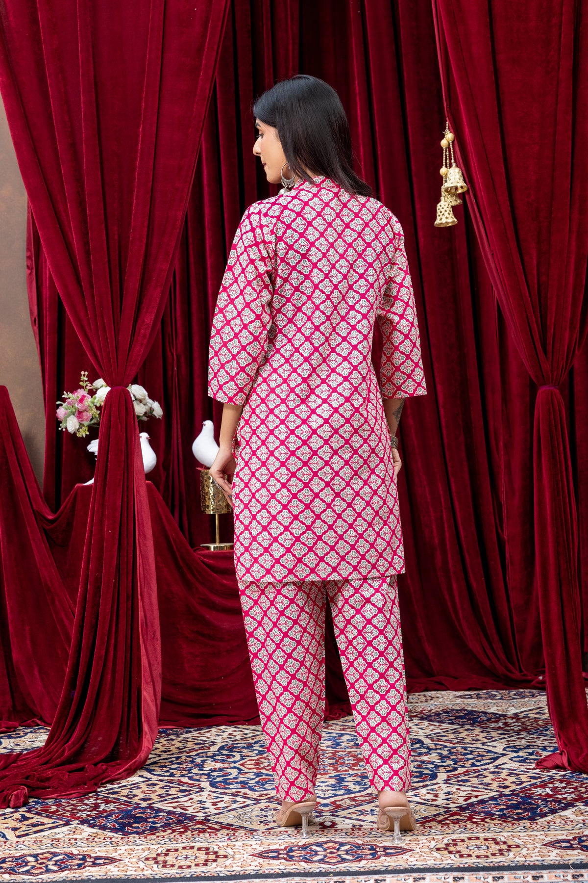 Pink Printed Kurta Pant Set
